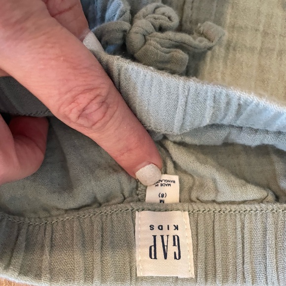 Gap Girls 100% Cotton Drawstring Pants Light Green Size 8 Linen Feel - Picture 2 of 4